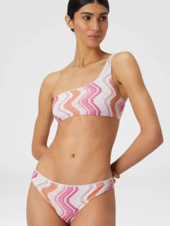 Bikini monospalla in misto viscosa chevron con lurex