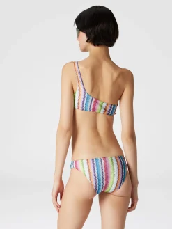 Bikini monospalla stampa zig zag