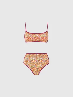 Bikini reversibile con stampa e slip alto