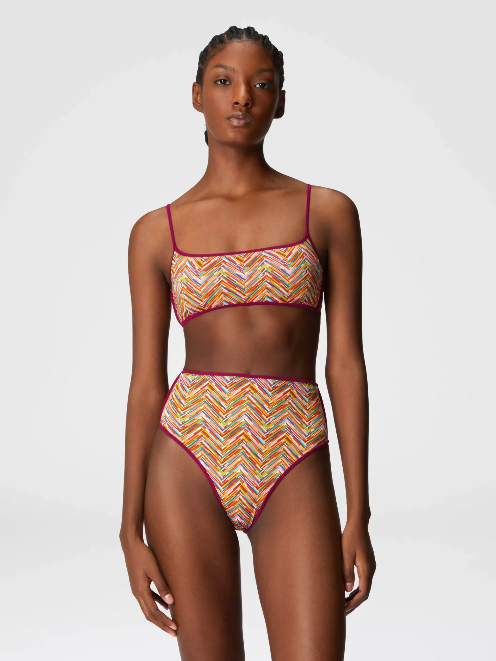 Bikini reversibile con stampa e slip alto