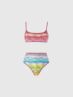 Bikini reversibile con stampa e slip alto