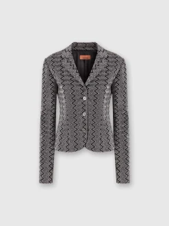 Blazer corto in misto viscosa zig zag lamé