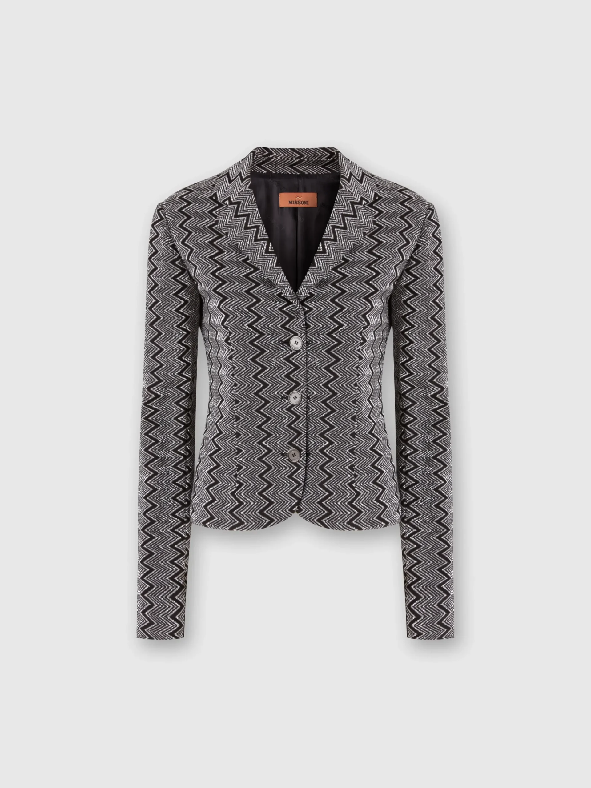Blazer corto in misto viscosa zig zag lamé