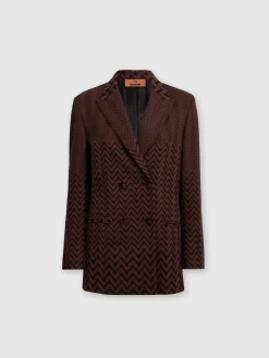 Blazer doppipetto in cotone e viscosa zig zag