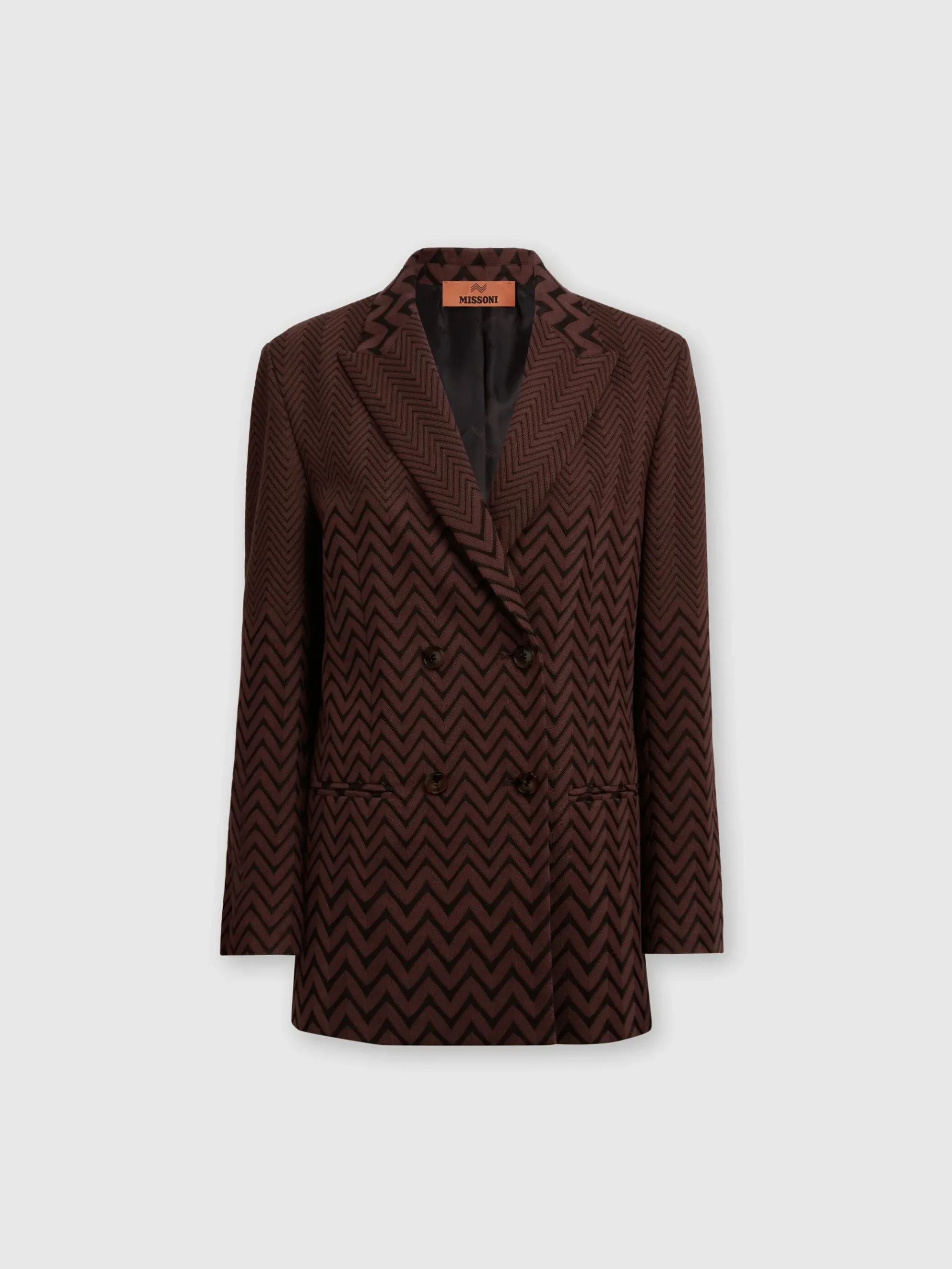 Blazer doppipetto in cotone e viscosa zig zag