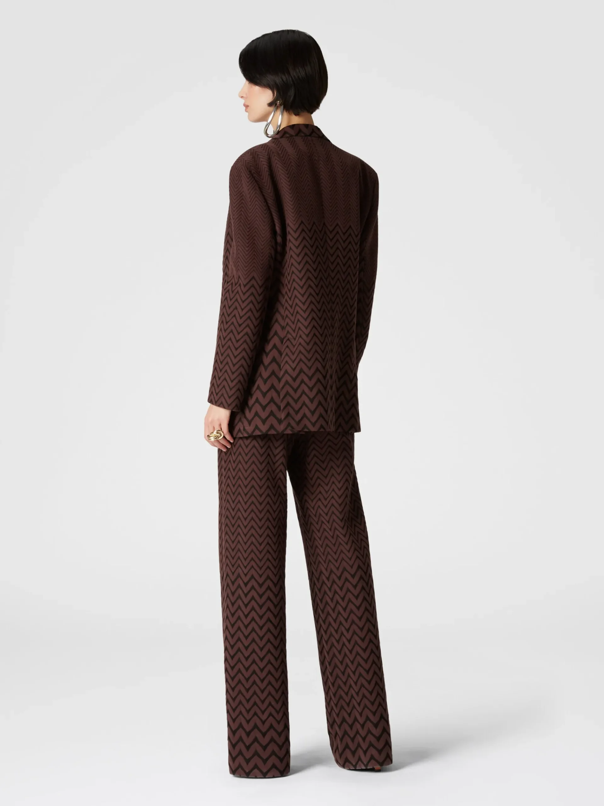 Blazer doppipetto in cotone e viscosa zig zag