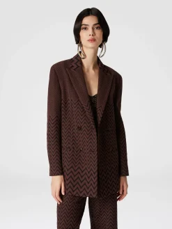 Blazer doppipetto in cotone e viscosa zig zag