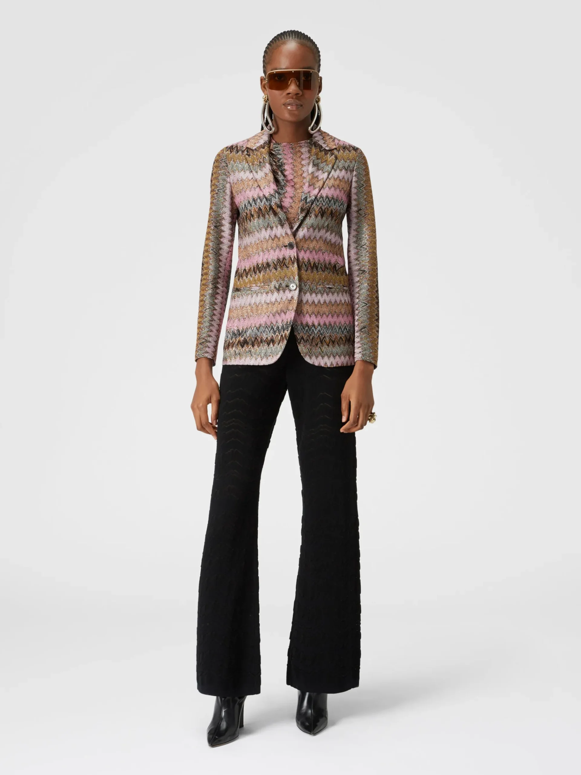 Blazer in maglia di viscosa chevron lamé