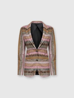 Blazer in maglia di viscosa chevron lamé