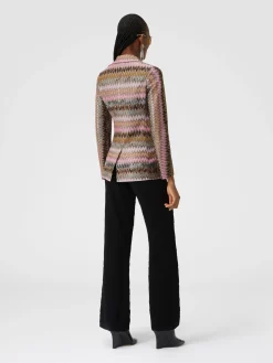 Blazer in maglia di viscosa chevron lamé