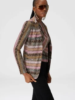 Blazer in maglia di viscosa chevron lamé