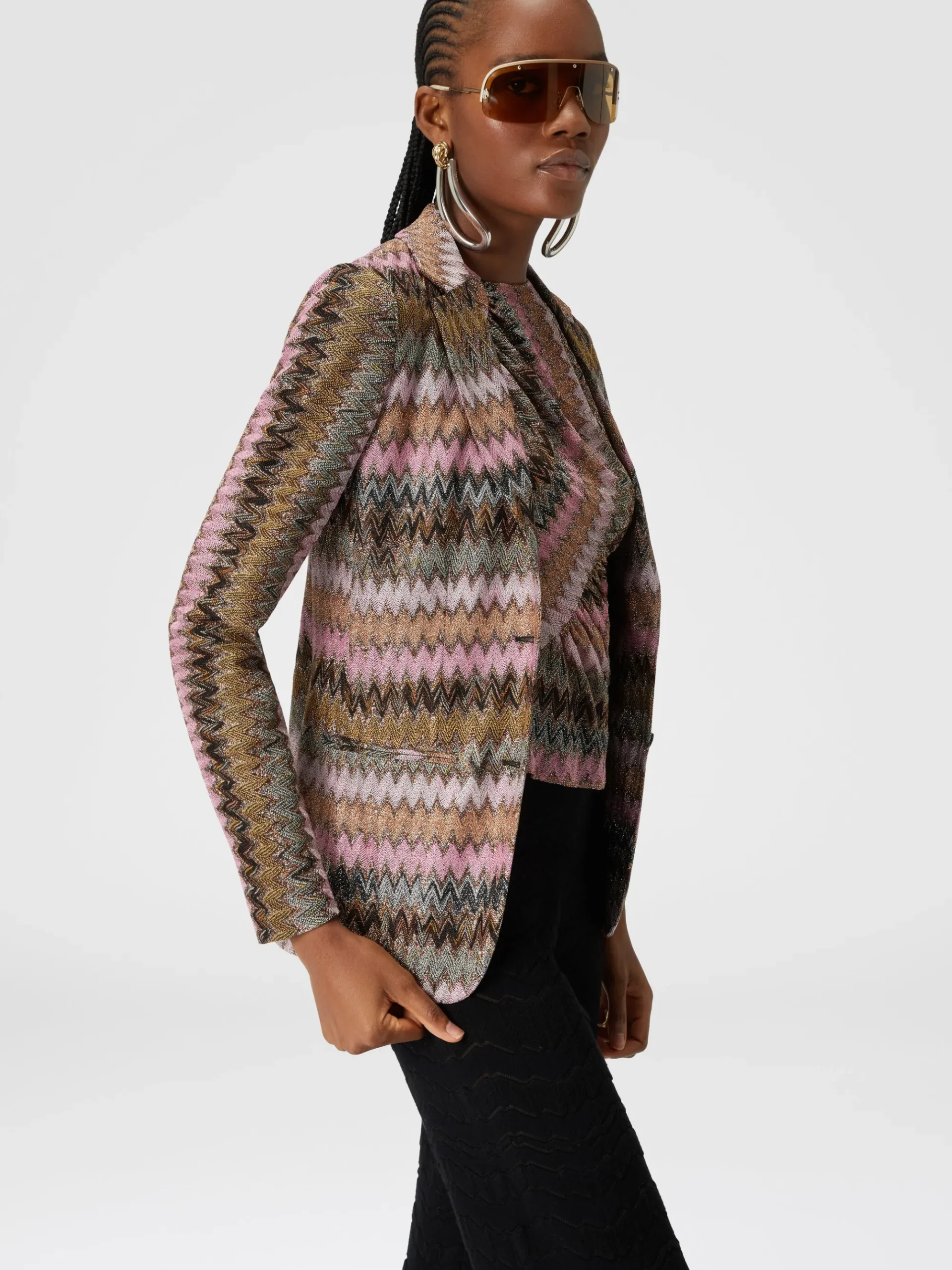 Blazer in maglia di viscosa chevron lamé
