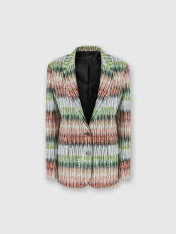 Blazer in maglia zig zag dégradé con paillettes