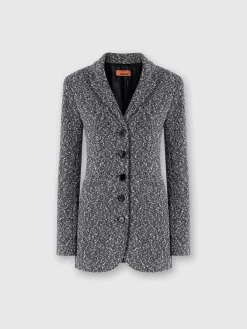 Blazer lungo in misto cotone mélange