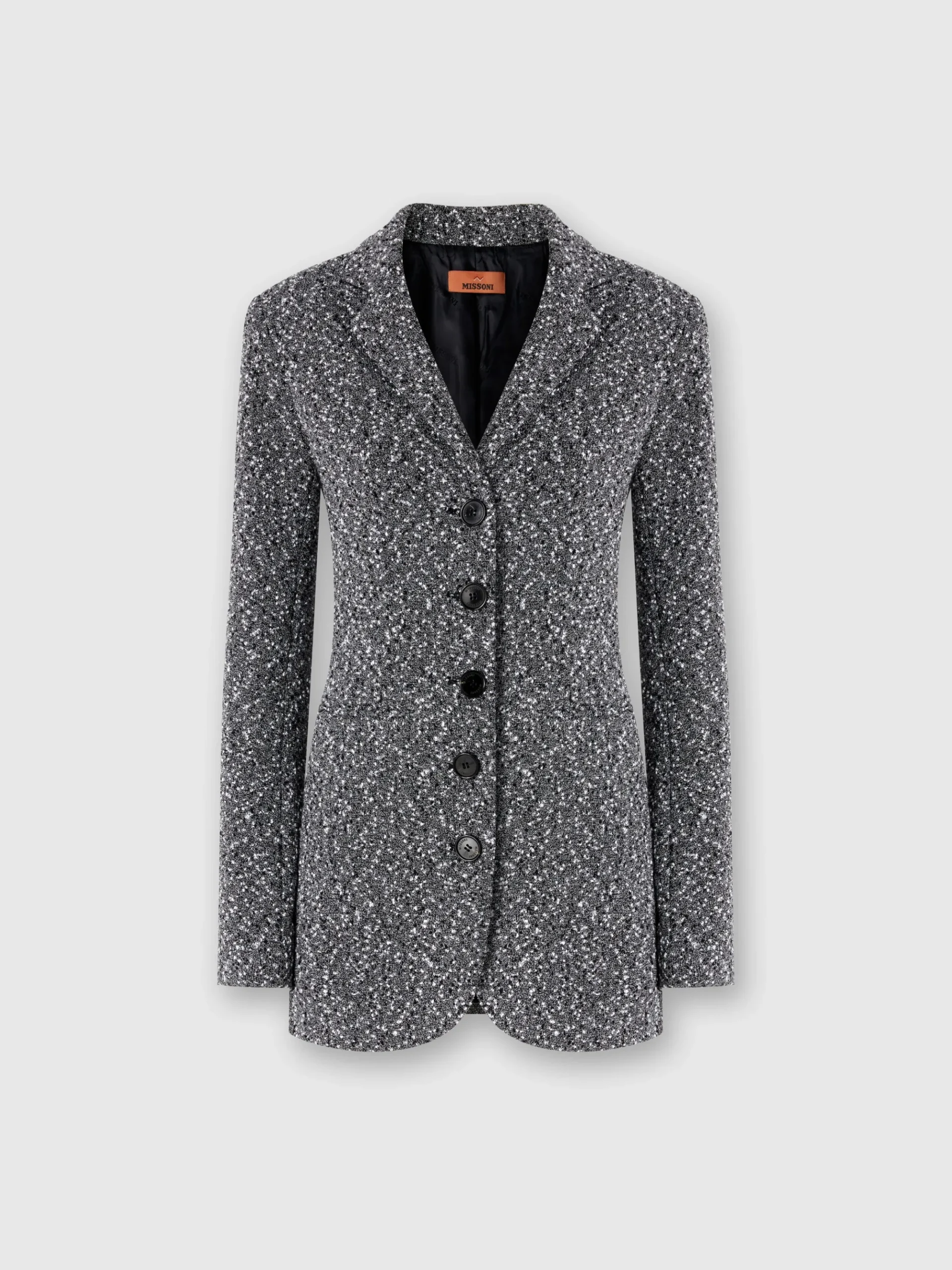 Blazer lungo in misto cotone mélange