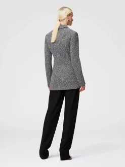 Blazer lungo in misto cotone mélange