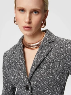 Blazer lungo in misto cotone mélange