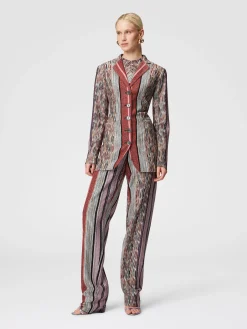 Blazer lungo in viscosa rigata lamé