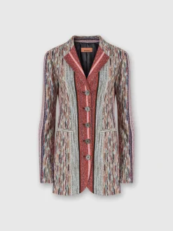 Blazer lungo in viscosa rigata lamé