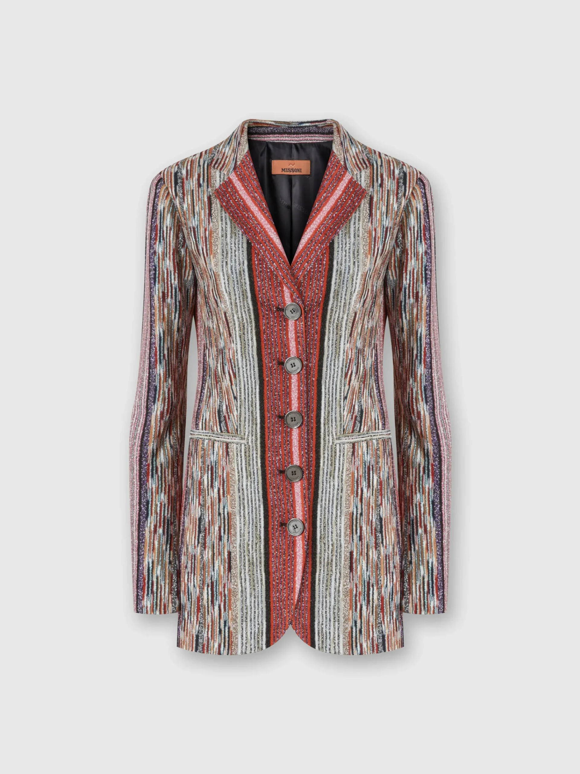 Blazer lungo in viscosa rigata lamé