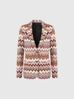Blazer monopetto in cotone e viscosa zig zag