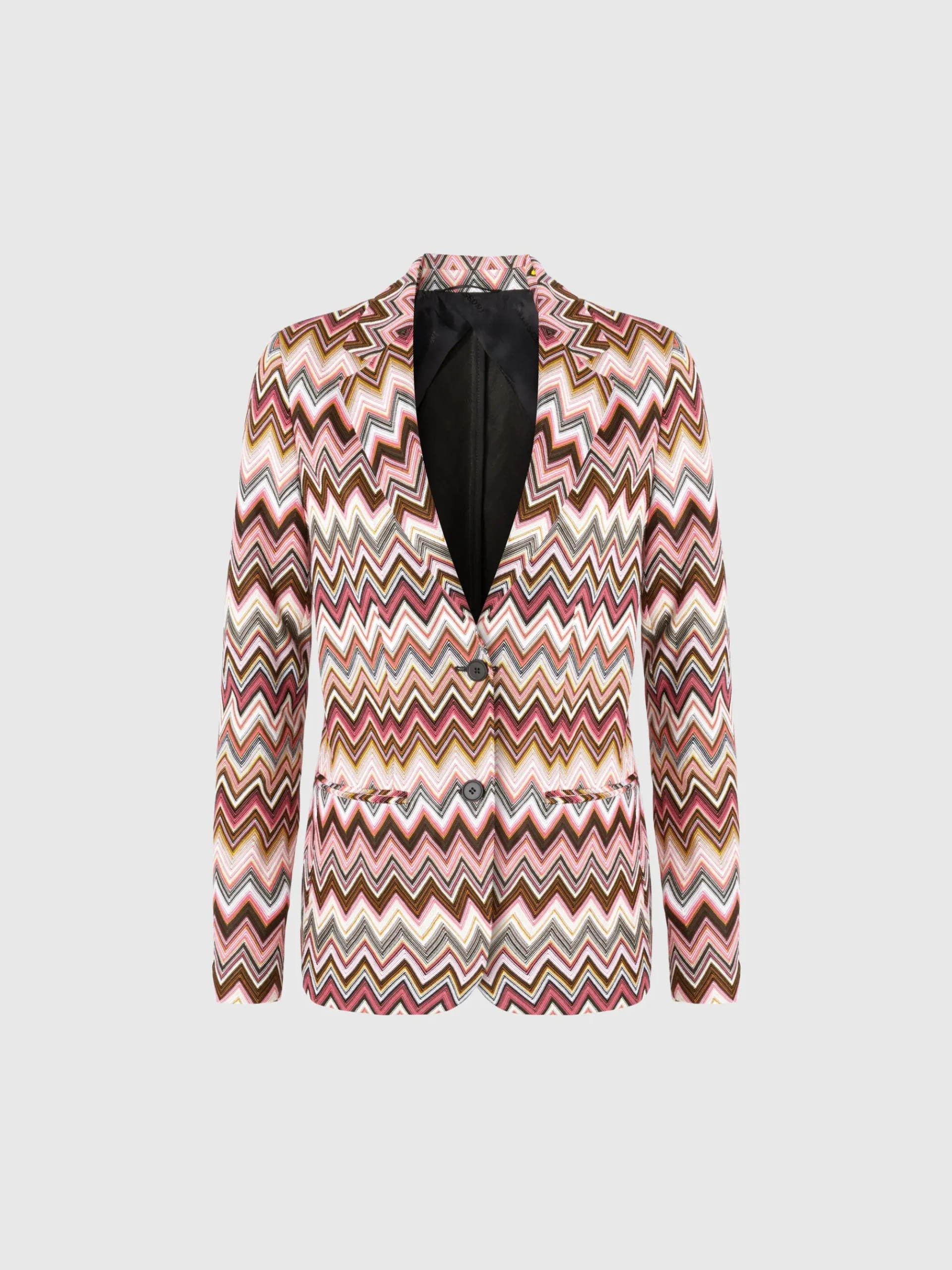 Blazer monopetto in cotone e viscosa zig zag