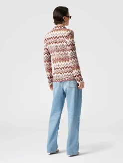 Blazer monopetto in cotone e viscosa zig zag