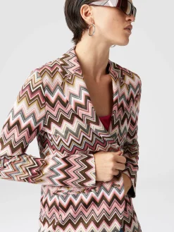 Blazer monopetto in cotone e viscosa zig zag