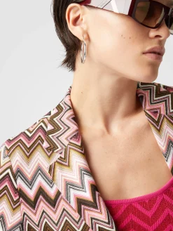Blazer monopetto in cotone e viscosa zig zag