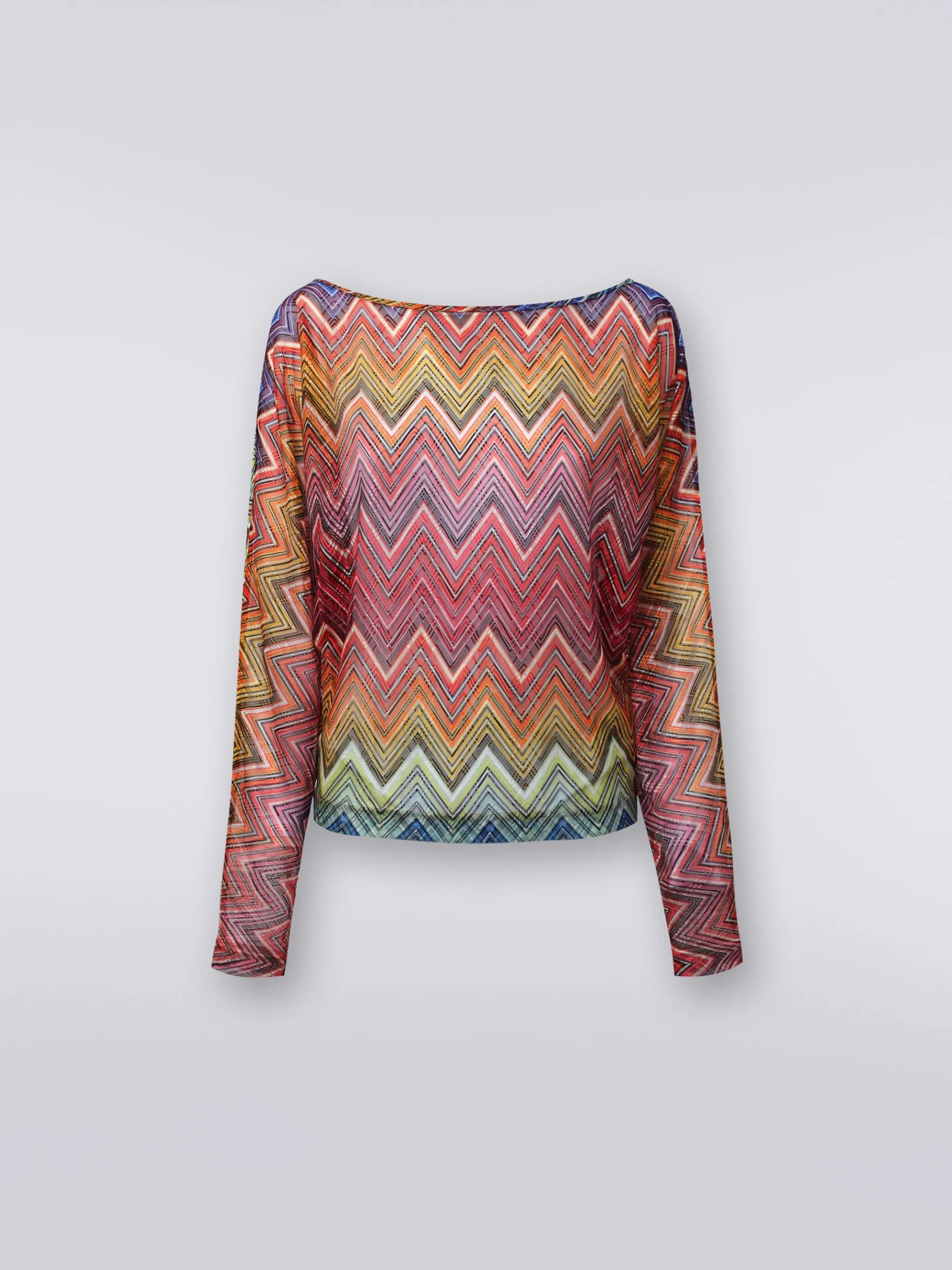 Blusa a maniche lunghe in tessuto stampa zig zag
