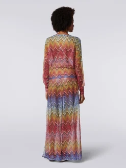 Blusa a maniche lunghe in tessuto stampa zig zag