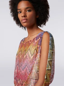 Blusa a maniche lunghe in tessuto stampa zig zag