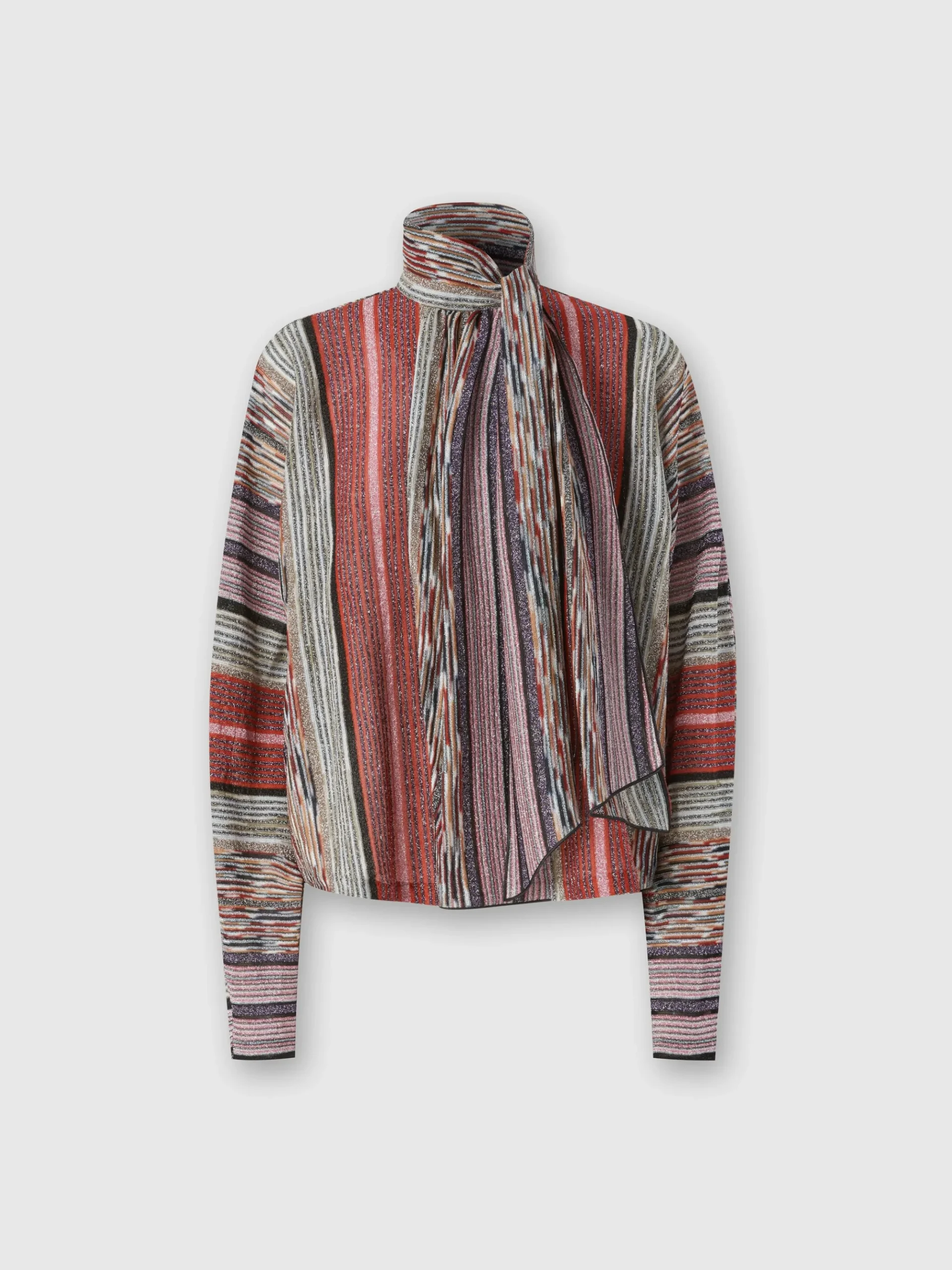 Blusa con collo foulard in viscosa lamé