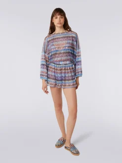 Blusa copricostume in tulle di viscosa chevron