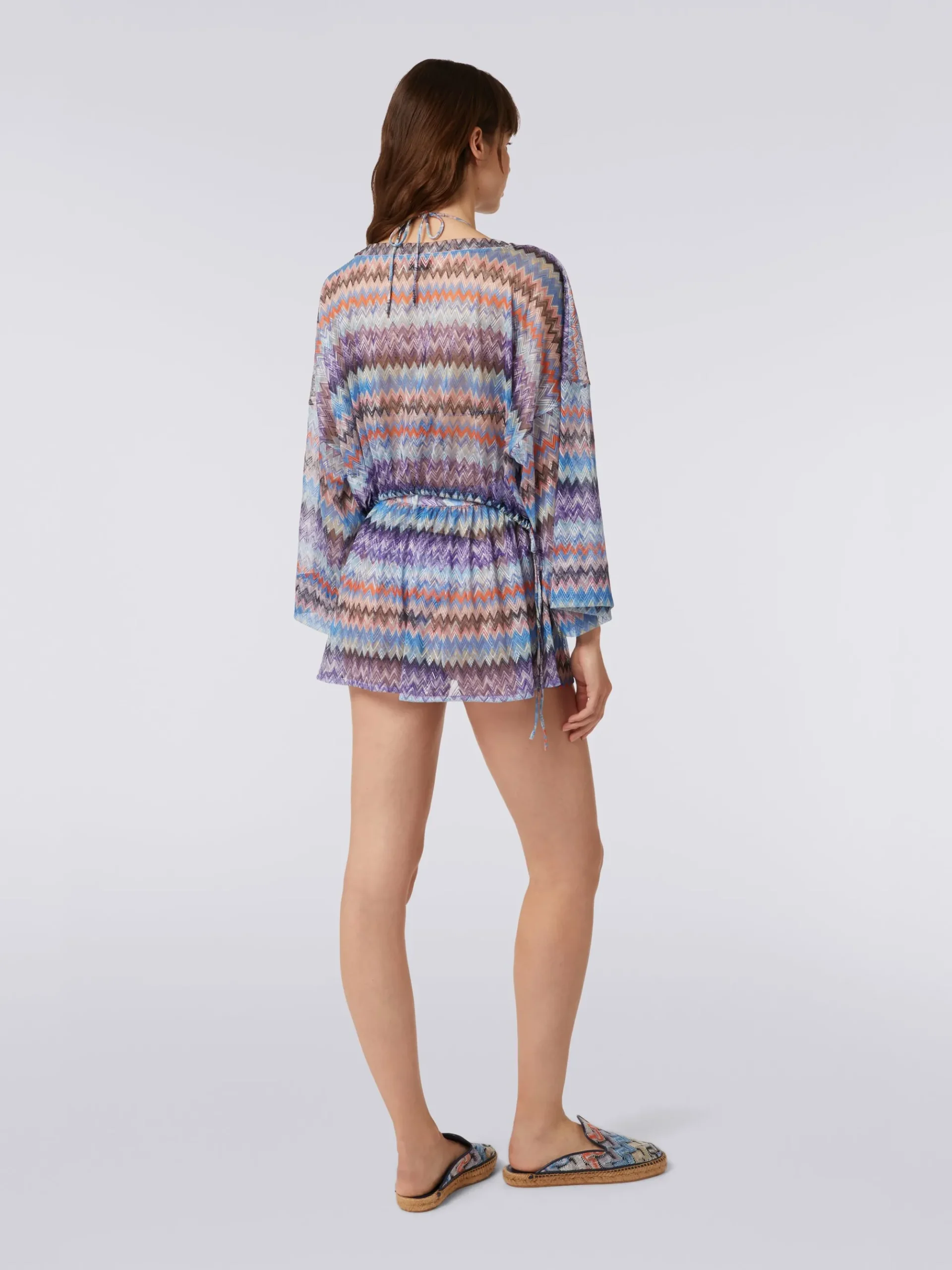Blusa copricostume in tulle di viscosa chevron