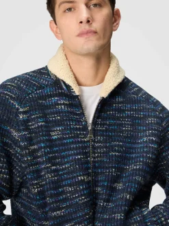 Bomber in lana fiammata con inserto orsetto