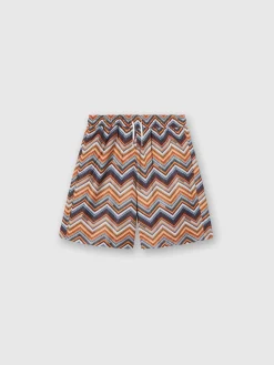 Boxer mare con stampa zig zag e logo