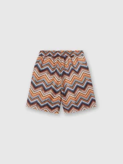 Boxer mare con stampa zig zag e logo