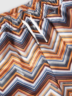 Boxer mare con stampa zig zag e logo
