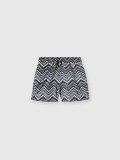 Boxer mare con stampa zig zag e coulisse in vita