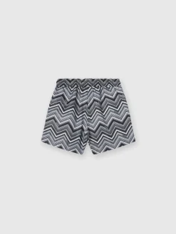 Boxer mare con stampa zig zag e coulisse in vita