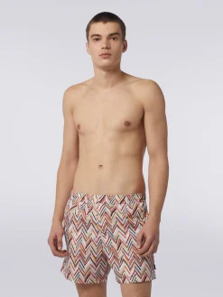 Boxer mare con stampa zig zag effetto spennellate