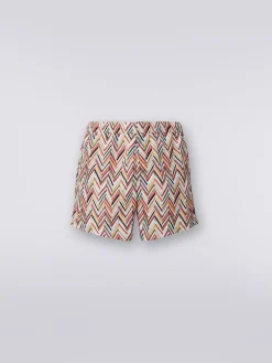 Boxer mare con stampa zig zag effetto spennellate