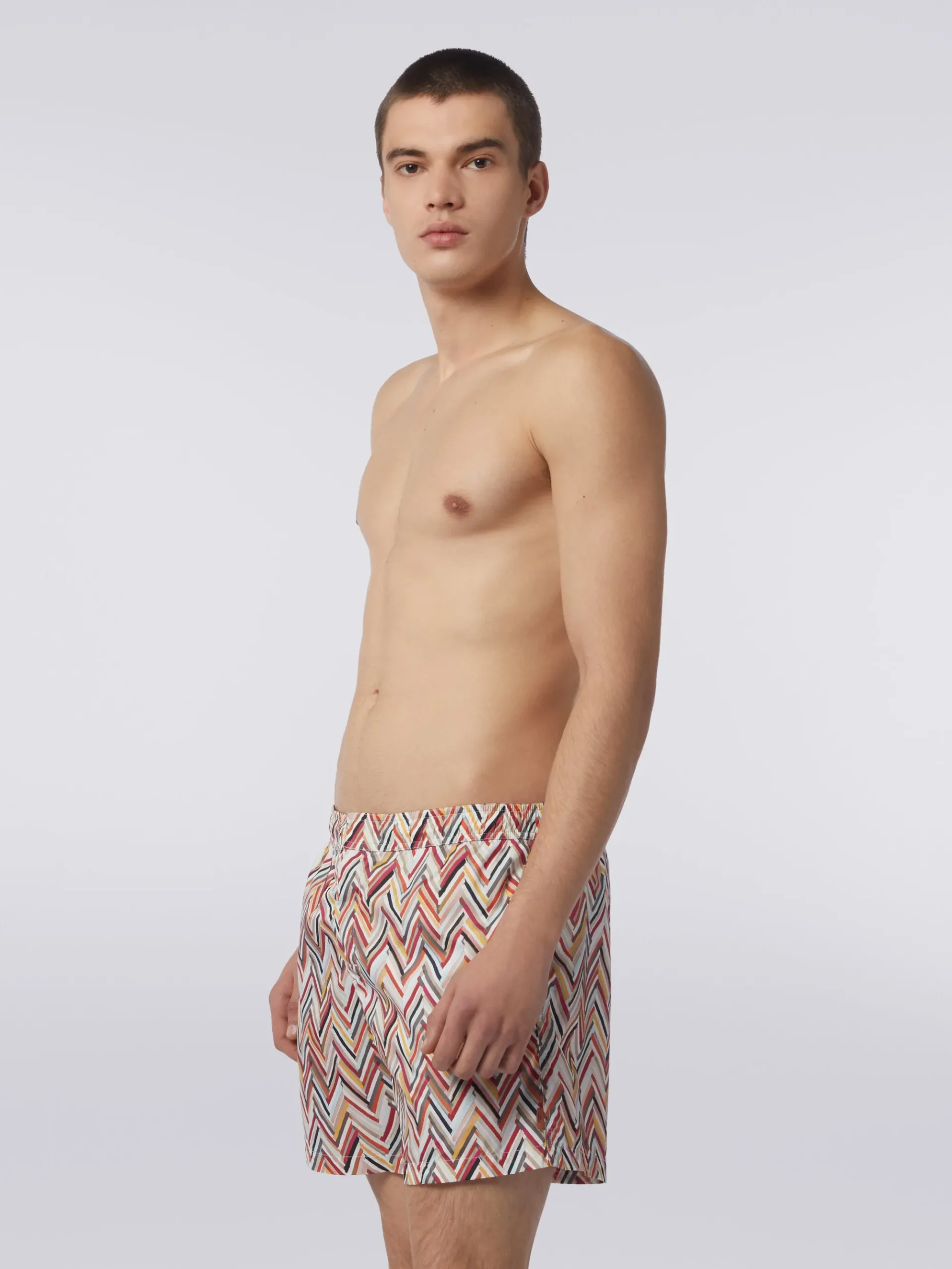 Boxer mare con stampa zig zag effetto spennellate