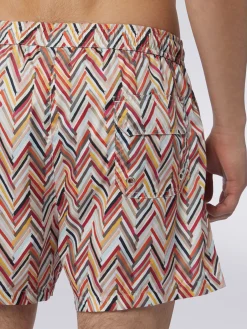Boxer mare con stampa zig zag effetto spennellate