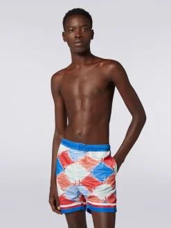 Boxer mare in nylon fiammato con logo