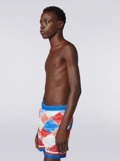Boxer mare in nylon fiammato con logo