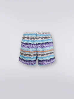 Boxer mare in tessuto tecnico stampa chevron