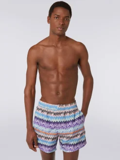 Boxer mare in tessuto tecnico stampa chevron