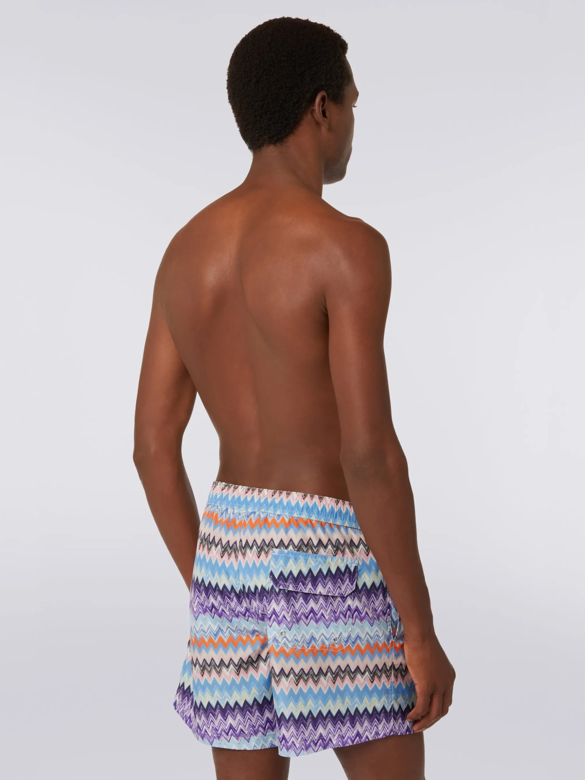 Boxer mare in tessuto tecnico stampa chevron